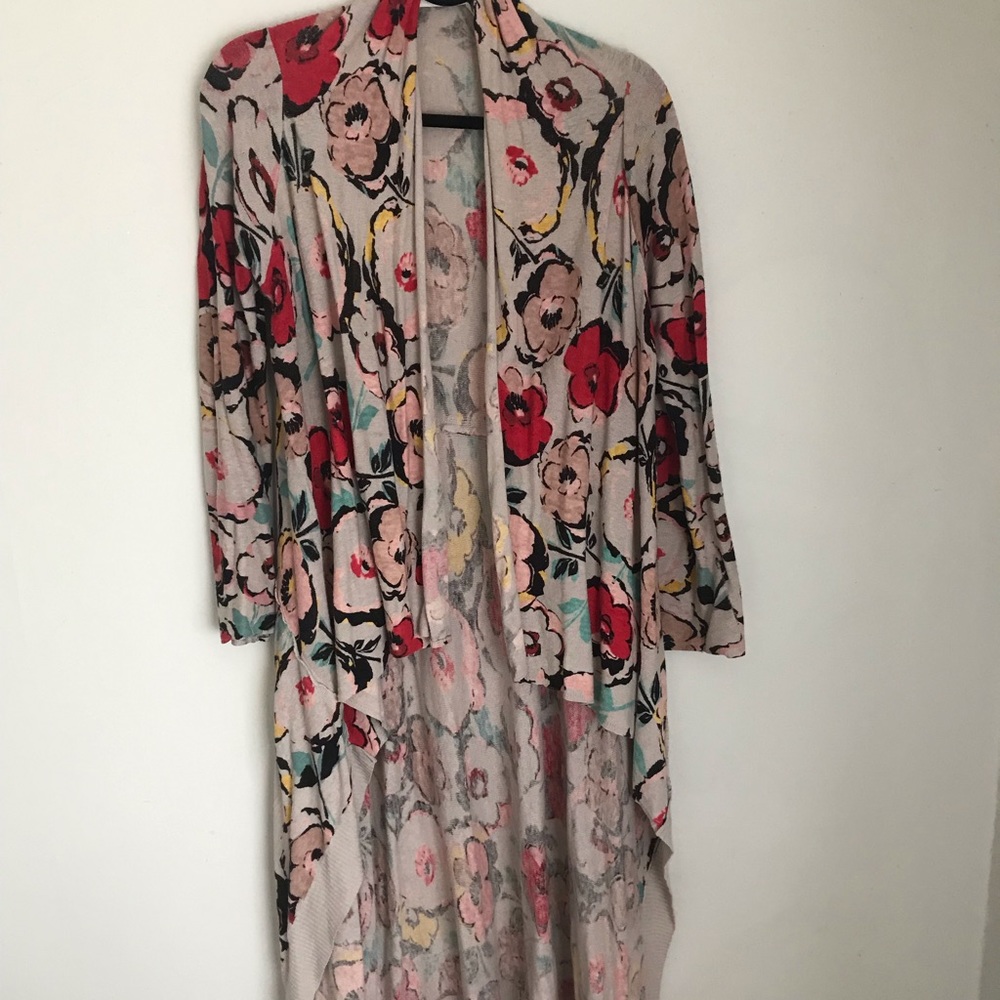 Floral high-low cardigan